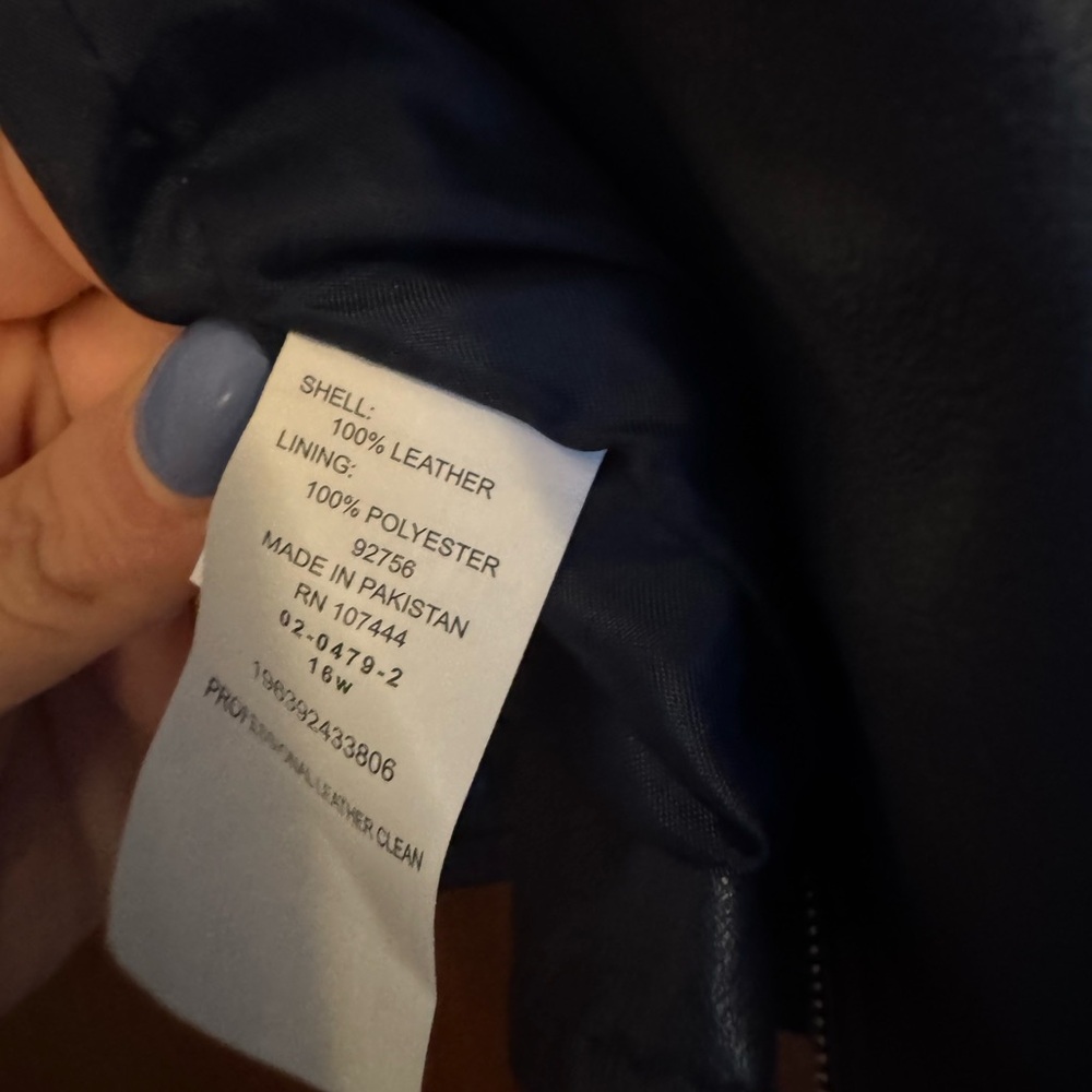 Jessica London Dark Blue Leather Jacket - Picture 3 of 3